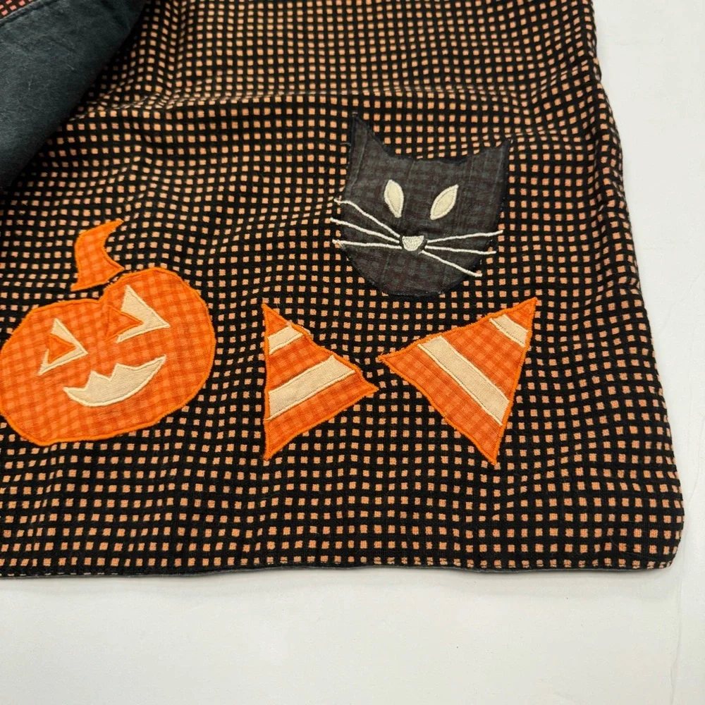 Vintage Crate&Barrel Halloween placemat napkin pumpkin cat candy orange black